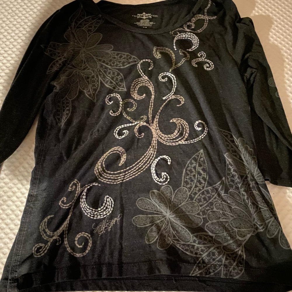 Tommy Hilfiger top, DARK GREY, Size : LARGE, print top
